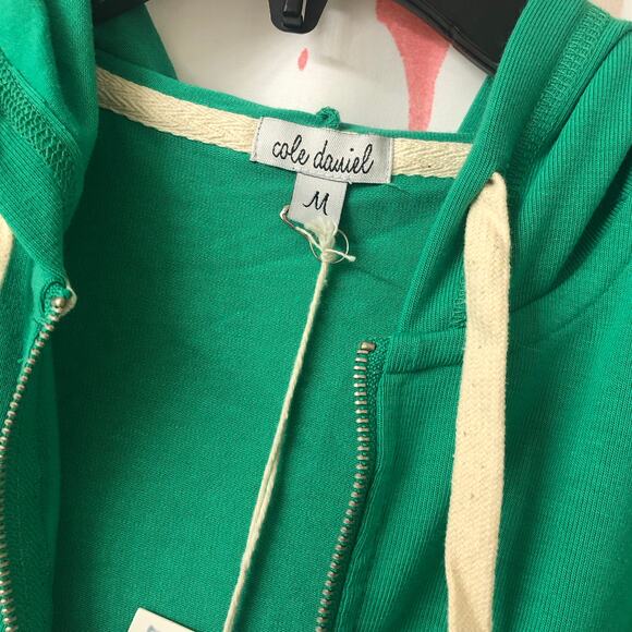 Cole Daniel Green and Cream Zip Front Hoodie Jacket Size Medium - Picture 10 of 10